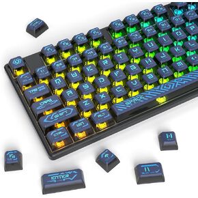 Guffercty kred GTSP 150-Keys ASA Profile Keycaps Double Shot PBT Keycap 75 Percent ISO/ANSI Layout for 108 104 87 82 68 61 MX switches Mechanical Keyboard(Snow Abyss)