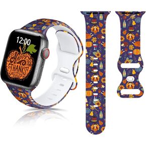 Holiday Gifts Watch Bands Compatible with Apple Watch 45mm 44mm 42mm 41mm 40mm 38mm for Women Men, Stylish Soft Silicone Printed Replacement Strap for iWatch Ultra SE 8 7 6 5 4 3 2 1