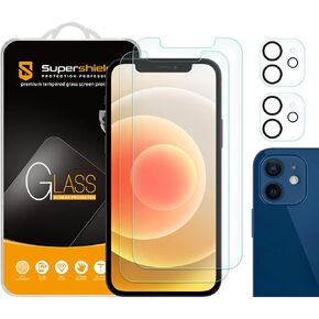 Supershieldz (2 Pack) Anti Glare (Matte) Screen Protector Designed for Apple iPhone 12 (6.1 inch) + Camera Lens [Tempered Glass] Anti Scratch, Bubble Free