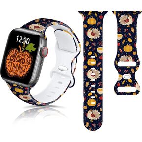 Holiday Gifts Watch Bands Compatible with Apple Watch 45mm 44mm 42mm 41mm 40mm 38mm for Women Men, Stylish Soft Silicone Printed Replacement Strap for iWatch Ultra SE 8 7 6 5 4 3 2 1