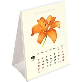 Flower Art 2024 Mini Desk Calendar, Botanical Watercolor Painting, Christmas Gift for Woman, 9.4 x 14 cm