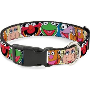 Buckle-Down Plastic Clip Collar - Muppets Faces CLOSE-UP Black - 1" Wide - Fits 9-15" Neck - Small