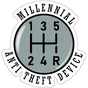Millennial Anti Theft Device Sticker Window Souvenir Decal Vinyl Small Waterproof Bottle Mug Passport Book Scrapbook Notebook Laptop Tumbler Skateboard Computer Phone Size 4" Gift ID44990