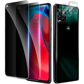 [2+2 Pack] Privacy Screen Protector for Motorola Moto G Stylus 2021, Anti-Spy Shatterproof Tempered Glass with Camera Lens Tempered Glass 9H Hardness Bubble Free Anti-Glare Case Friendly
