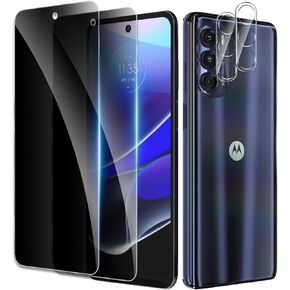 [2+2 Pack] Privacy Screen Protector for Motorola Moto G Stylus 2022, Anti-Spy Shatterproof Tempered Glass with Camera Lens Tempered Glass 9H Hardness Bubble Free Anti-Glare Case Friendly