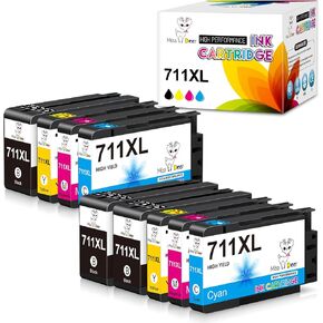 Miss Deer 711XL Ink Cartridges Replacement for 711 711XL,Work for Designjet T120 T520 24-in T520 36-in Printers(3 Black, 2 Cyan, 2 Magenta, 2 Yellow) 9 Pack