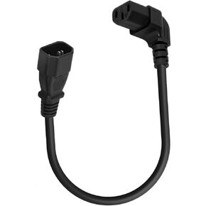 MOTONG Heavy Duty Power Extension Cable, 90 Degree IEC 320 C14 Male to IEC 320 C13 Female PDU Extension Cable Cord for Computer HDTV Monitor LED, 0.4M/1.32FT