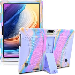 DETUOSI Case Compatible with Dragon Touch K10, Multi-Angle Stand Case, Soft Silicone Protective Cover for ZONKO K105, Victbing 10, Winsing 10, YELLYOUTH 10, Hoozo Touch 10, Rose Red & Purple
