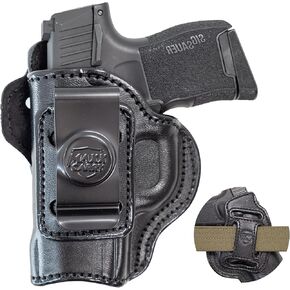 Maxx Carry Multi-Carry 4-Way OWB & IWB Premium Leather Gun Holster fits Sig P365 Nitron Micro Compact 9mm, P365 SAS, P938 | Kimber Micro 9 & Solo 9 Strong side, Cross Draw and Small of The Back Carry