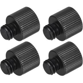 MECCANIXITY Mic Stand Adapter 3/8-16 Male to 1/4-20 Female Camera Screw Thread Adapter for Microphone Tripod Stand Black 4 Pcs