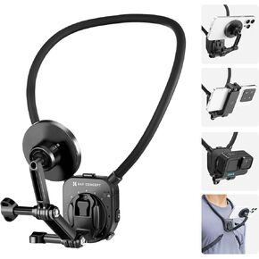 K&F Concept Magnetic Neck Phone Mount for Recording, Hands-Free POV/Vlog Video Filming, Magnetic Phone Chest Mount for GoPro DJI Insta360, Neck Holder for iPhone 16 15 14 13 12 Series