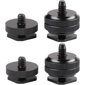 Camera Tripod Adapter Mount Kit 1/4 to 1/4 Screws, 1/4 to 3/8 Converter Thread Screw, Hot Shoe Male or Female Screw Set for Tripod Monopod Flash Plate Mount(4pcs Pack Brass Screw)