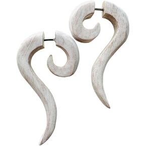 UMBRELLALABORATORY Natural Tribal Organic Wooden Earrings Fake Gauges Sold As Pair Bohemian Jewelry for Yoga,Meditation, Beach