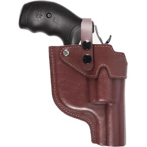 Top Grain Leather OWB M/L Frame Gun Revolver Holster Fits Colt Python Ruger GP100 Redhawk LCRx S&W 686Plus 69 986 66 642 43C 617 Taurus 66 44 608，Right Hand Outside Waistband,Barrel 2.5",2.75",3",4"