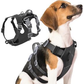 SlowTon No Pull Dog Harness - Lightweight Escape Proof Dog Harness with Handle, Adjustable Reflective Dog Vest Harness for Small Medium Large Dogs Easy Walking, Training, Hiking (Black,M)