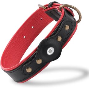 Leather Dog Collar with Airtag Holder, Dog Airtag Collar for Medium Dogs, Leather Dog Collar Vegetable Tanned Full Grain, Airtag Dog Collar, Adjustable Dog Collar, Airtag Watch Dog Collar