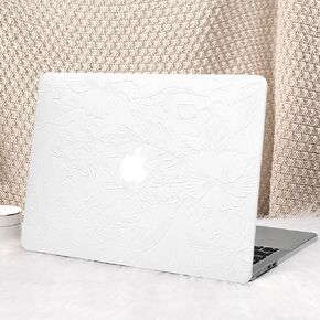 Seorsok متوافق مع حقيبة MacBook Air 13 بوصة 2022 2021 2020-2018 الإصدار A1932 A2179 M1 A2337، حافظة صلبة من البلاستيك مصنوعة من الجلد بأوراق الشجر الأنيقة مع غطاء لوحة المفاتيح، زهور خضراء متفتحة