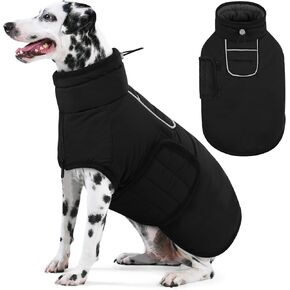 AOFITEE Small Dog Coat, Dog Winter Jacket, Waterproof Dog Puffer Jacket with Harness Hole & Fleece Collar, Reflective Dog Coat Warm Snowsuit for Small Dogs, Chihuahua, Yorkshire, Dachshund, Black S