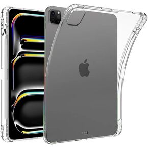 for iPad Pro13 inch Case M4 (2024), Anti-Scratch Crystal Clear TPU Rubber Soft Skin Silicone Built-in Stylus S Pen Holder Protective Case for iPad Pro 13inch M4 (2024)(Clear)
