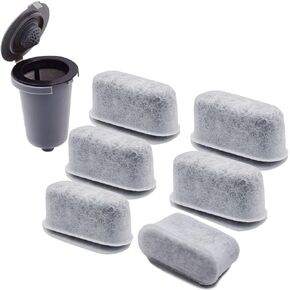 6-Pack Replacement Charcoal Water Filters for All Cuisinart Coffee Makers & Reusable Coffee Filter Compatible With Cuisinart Coffee