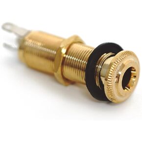 Guyker Stereo Long Threaded Output Jack - Barrel Cylinder Input Output Jacks Plug Sockets 6.35mm for Electric Guitar Bass (1 Piece, Black)