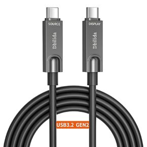 Fiber Optic USB C Cable 50 FT, 10Gbps USB 3.2 Gen 2 Cable 8K@60Hz, 4K@144Hz, USB 3.1 Gen 2 Cable for Microsoft Azure/Logitech Brio 4K Webcam USB C Cable/Aver/Vaddio Webcam, Intel RealSense
