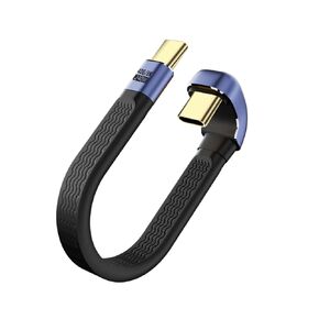 QIANRENON 240W USB4.0 C PD Fast Charging U Angle Short Cable 40Gbps Type C 4.0 Male to U Shape Male Flat Soft Data Cable USB4.0 C Full Function 8K@60Hz,for Phone Thunderbolt 3/4 Power Bank,13cm/5.1in