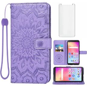 Asuwish Phone Case for Alcatel TCL A3 A509DL Wallet Cases with Tempered Glass Screen Protector and Sunflower Leather Slim Flip Cover Card Holder Stand Cell Accessories TCLA3 Women Rose Gold