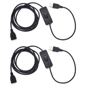 1 Pack(2PCS) 1.8M/6Feet USB Extension Cord with On/Off Power Switch,Male to Female USB Cable with On/Off Power Switch for LED Strips,Driving Recorder,USB Fan,USB Desk Lamp