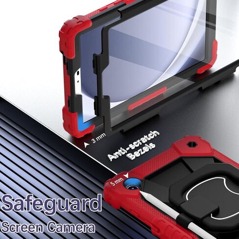 Galaxy Tab A9 Case 8.7 Inch 2023, Heavy Duty Galaxy A9 Tablet Case with Screen Protector 360 Rotating Handle Shoulder Strap, Shockproof Case for Samsung Galaxy Tab A9 (SM-X110/X115/X117), Red in Saudi Arabia