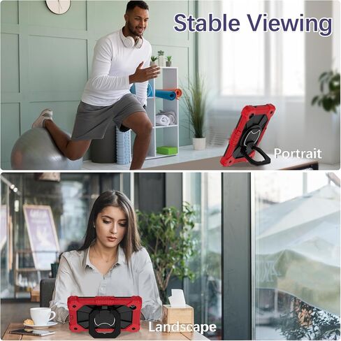 Galaxy Tab A9 Case 8.7 Inch 2023, Heavy Duty Galaxy A9 Tablet Case with Screen Protector 360 Rotating Handle Shoulder Strap, Shockproof Case for Samsung Galaxy Tab A9 (SM-X110/X115/X117), Red in Saudi Arabia