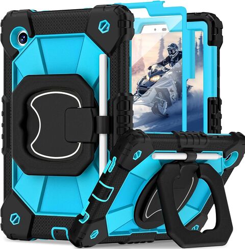 Galaxy Tab A9 Case 8.7 Inch 2023, Heavy Duty Galaxy A9 Tablet Case with Screen Protector 360 Rotating Handle Shoulder Strap, Shockproof Case for Samsung Galaxy Tab A9 (SM-X110/X115/X117), Red in Saudi Arabia