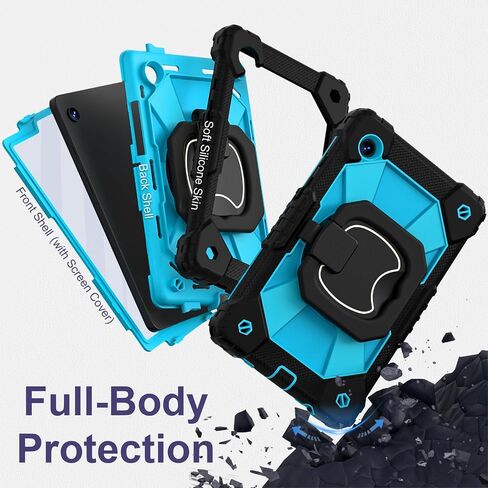 Galaxy Tab A9 Case 8.7 Inch 2023, Heavy Duty Galaxy A9 Tablet Case with Screen Protector 360 Rotating Handle Shoulder Strap, Shockproof Case for Samsung Galaxy Tab A9 (SM-X110/X115/X117), Red in Saudi Arabia