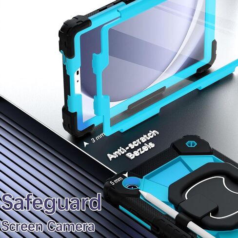 Galaxy Tab A9 Case 8.7 Inch 2023, Heavy Duty Galaxy A9 Tablet Case with Screen Protector 360 Rotating Handle Shoulder Strap, Shockproof Case for Samsung Galaxy Tab A9 (SM-X110/X115/X117), Red in Saudi Arabia