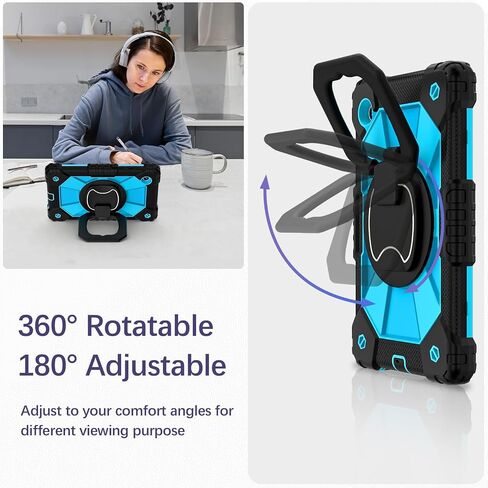 Galaxy Tab A9 Case 8.7 Inch 2023, Heavy Duty Galaxy A9 Tablet Case with Screen Protector 360 Rotating Handle Shoulder Strap, Shockproof Case for Samsung Galaxy Tab A9 (SM-X110/X115/X117), Red in Saudi Arabia