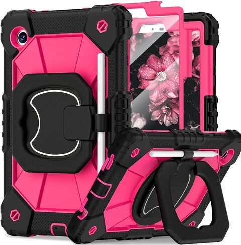 Galaxy Tab A9 Case 8.7 Inch 2023, Heavy Duty Galaxy A9 Tablet Case with Screen Protector 360 Rotating Handle Shoulder Strap, Shockproof Case for Samsung Galaxy Tab A9 (SM-X110/X115/X117), Red in Saudi Arabia