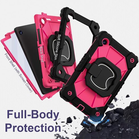 Galaxy Tab A9 Case 8.7 Inch 2023, Heavy Duty Galaxy A9 Tablet Case with Screen Protector 360 Rotating Handle Shoulder Strap, Shockproof Case for Samsung Galaxy Tab A9 (SM-X110/X115/X117), Red in Saudi Arabia