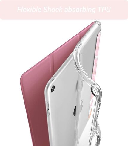 حافظة Popshine Marble Lite مصممة لجهاز iPad 10.2 الجيل التاسع (2021) / الجيل الثامن (2020) /الجيل السابع (2019)، غطاء ذكي مع حامل أقلام، مادة TPU الشفافة المرنة، حافظة رفيعة ثلاثية الطي، وردي رخامي سائل in Kuwait