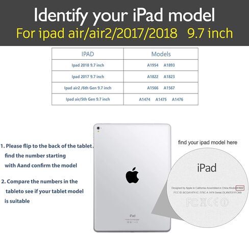 حافظة Gexmil لجهاز iPad 9.7 بوصة، الجيل السادس/الخامس (2018/2017) - iPad Air 2/1 Gen. غطاء جلد أصلي مع حامل قلم رصاص، خاصية النوم/الاستيقاظ التلقائي من جلد البقر، مضاد لبصمات الأصابع، بني مصقول in Kuwait