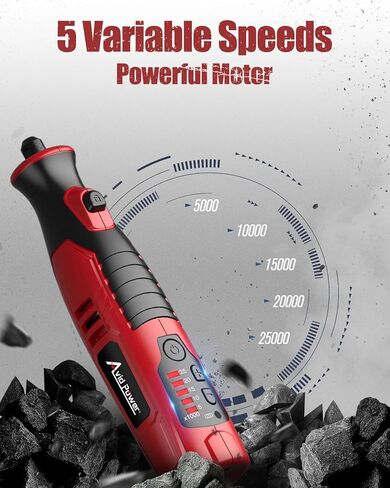 أداة دوارة لاسلكية AVID POWER، أداة دوارة قابلة لإعادة الشحن 8 فولت، 4 مصابيح LED أمامية، 5 سرعات، 60 قطعة من ملحقات الأدوات الدوارة للنحت والنقش والصنفرة والتلميع والقطع in Kuwait