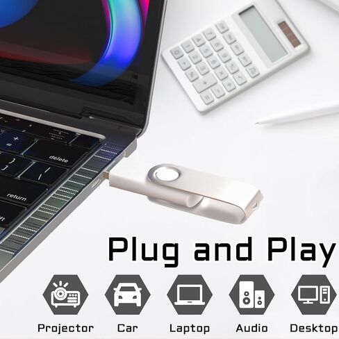 محرك فلاش USB سعة 4 جيجابايت، 10 عبوات USB Stick ذاكرة عالية السرعة 4 جيجابايت، محركات أقراص معدنية USB 2.0 مع حلقة مفاتيح للكمبيوتر المحمول والكمبيوتر اللوحي والطابعة in Kuwait