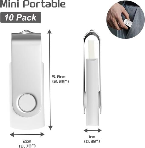 محرك فلاش USB سعة 4 جيجابايت، 10 عبوات USB Stick ذاكرة عالية السرعة 4 جيجابايت، محركات أقراص معدنية USB 2.0 مع حلقة مفاتيح للكمبيوتر المحمول والكمبيوتر اللوحي والطابعة in Kuwait