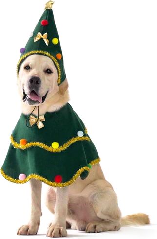 cyeollo Large Dog Christmas Costume Cute Christmas Tree Outfit Pet Dog Clothes Xmas Costumes for Big Size Dogs, Green XL in Saudi Arabia