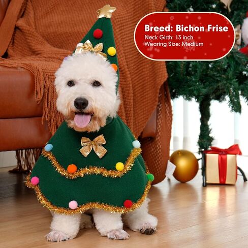 cyeollo Large Dog Christmas Costume Cute Christmas Tree Outfit Pet Dog Clothes Xmas Costumes for Big Size Dogs, Green XL in Saudi Arabia