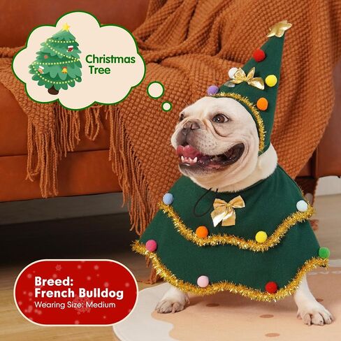 cyeollo Large Dog Christmas Costume Cute Christmas Tree Outfit Pet Dog Clothes Xmas Costumes for Big Size Dogs, Green XL in Saudi Arabia