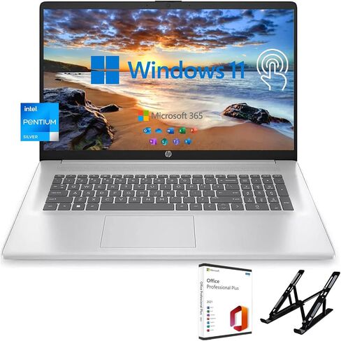 HP Laptop for Students and Business, 17.3" HD+ Touchscreen, Intel Pentium Silver N5030, 16GB RAM, 512GB SSD, Intel UHD Graphics 605, Wi-Fi, Windows 11 S, with Microsoft Office Lifetime License in Saudi Arabia