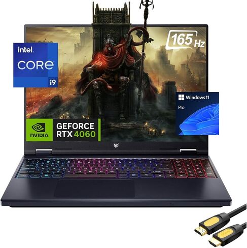 acer Predator Helios Neo 16 Gaming Laptop, 16" WUXGA 165Hz IPS Display, Core i9-14900HX, GeForce RTX 4060, 16GB DDR5, 1TB PCle 4.0, WiFi 6E, TB 4, 4-Zone RGB KB, RJ45, SPS HDMI Cable, Win 11 Pro in Saudi Arabia