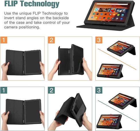 حافظة Fintie لجهاز Amazon Fire HD 10 و10 Plus الجديد تمامًا (الجيل 13/11، إصدار 2023/2021) - [حامل مرن] غطاء فوليو متعدد الزوايا من الجلد النباتي الفاخر، ظلال من اللون الأزرق in Saudi Arabia