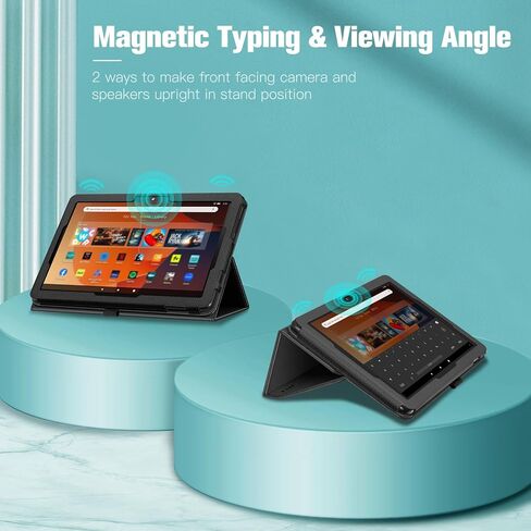 حافظة Fintie لجهاز Amazon Fire HD 10 و10 Plus الجديد تمامًا (الجيل 13/11، إصدار 2023/2021) - [حامل مرن] غطاء فوليو متعدد الزوايا من الجلد النباتي الفاخر، ظلال من اللون الأزرق in Saudi Arabia