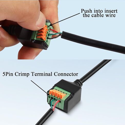 QIANRENON USB2.0 Quick Connect Solderless Adapter Short Cable USB2.0 Male to 5Pin Crimp Terminal Connector USB2.0 Spring Terminal Breakout Board Plug, 480Mbps 5V2A, for DIY/Repair USB, 30cm/11.8in in Saudi Arabia